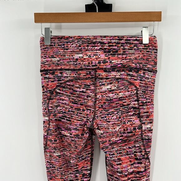 Lululemon Fast and Free Tight II 25" *Nulux  - Flash Pleat Orange Multi - 6 - Picture 6 of 7